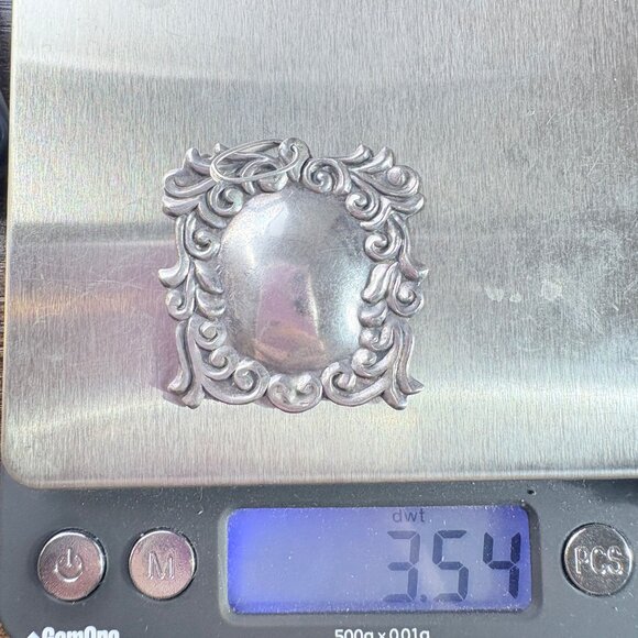 VTG Solid Sterling Silver 925 Ornate Scroll Design Pendant Size 1.25" Length - Picture 7 of 9